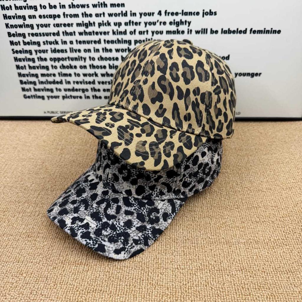 American retro leopard print baseball cap men's and women's enlarged brim sun hat showing face small versatile cap spring and summer