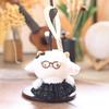 Soft Fluffy Lamb Plush Keychain Mini Cute Glasses Dress Design Car Key Pendant for Women Handbag Decoration Small Gift