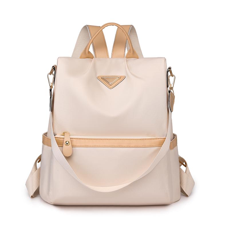 Backpack Women's Solid Color Commuter Backpack Large Capacity Contrast Color Bag