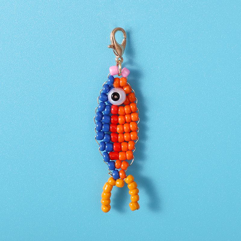 Cross-Border Fish Pendant: Handmade Beaded Dopamine Keychain Accessory