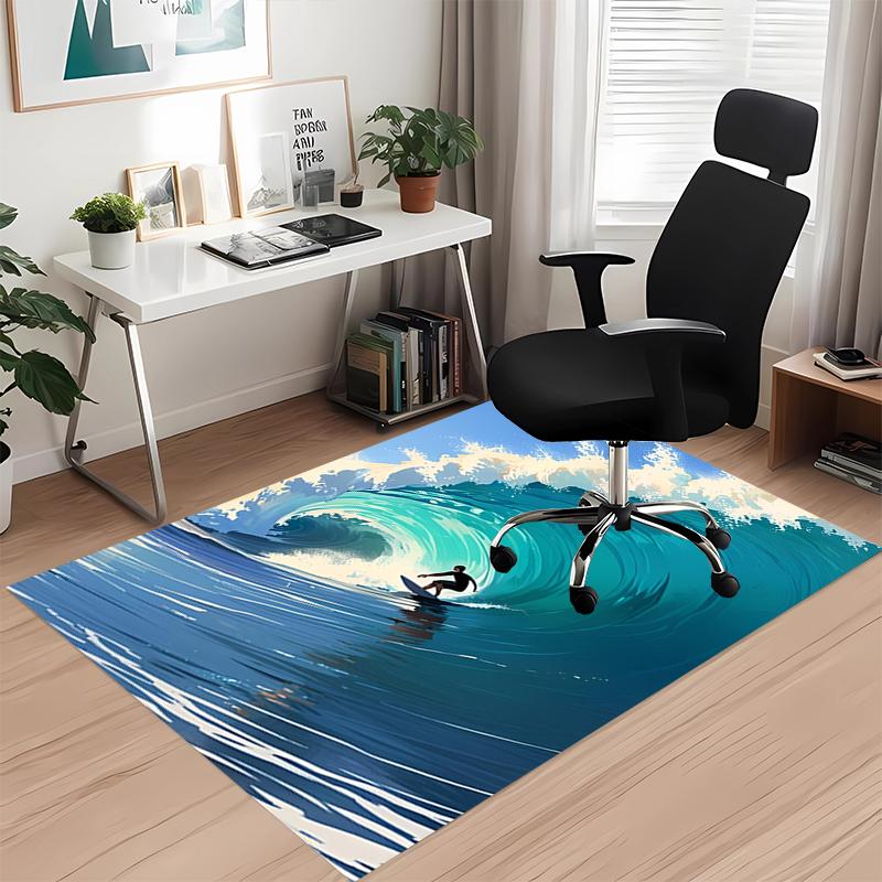surf Printed Carpet, for Office Chair Living Room Bedroom Kitchen Room Decor Gifts.