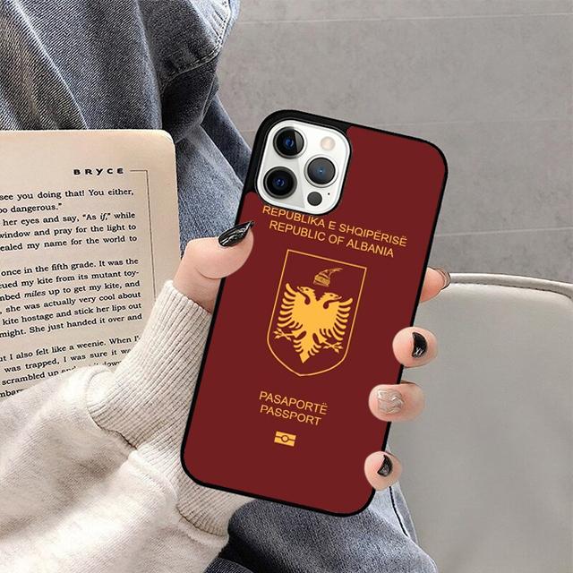 Albania Passport Phone Case For iPhone 17 Air 16 15 14 13 12 Pro Max Plus Max Cover Shell coque