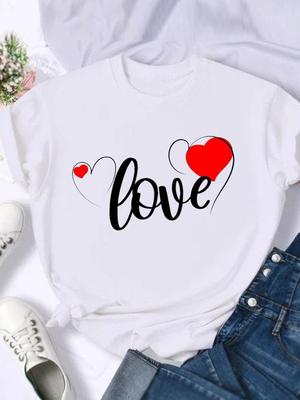 (Ασιατικό μέγεθος) T-shirt Ρούχα Καθημερινό Ακουαρέλα Αγάπη Στυλ Τάση 90s Μόδα Μπλούζα με στάμπα Γυναικεία Καθημερινή Γυναικεία Μπλούζα Γραφική Μπλούζα Κοντομάνικη Μπλούζα