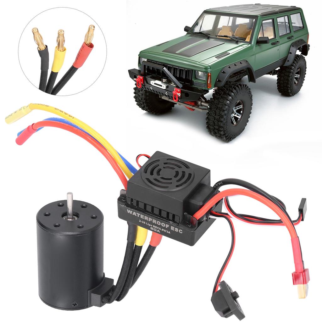 3650 Waterproof 3900KV Brushless Motor 60A Brushless ESC Parts Set for 1/10 RC Car