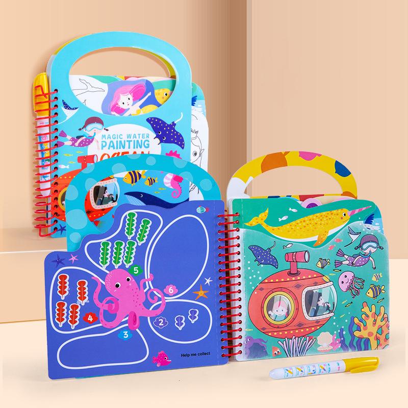 Libro de Dibujo con Agua Mágico para Niños Libro de Colorear Reutilizable DIY Graffiti para Preescolar Juguetes de Dibujo Juguetes de Educación Temprana Regalo