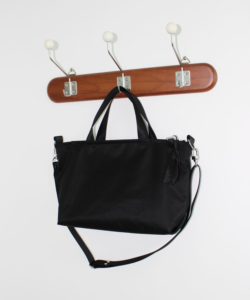 A By A Simple Plain Nylon Crossbody Bag Black