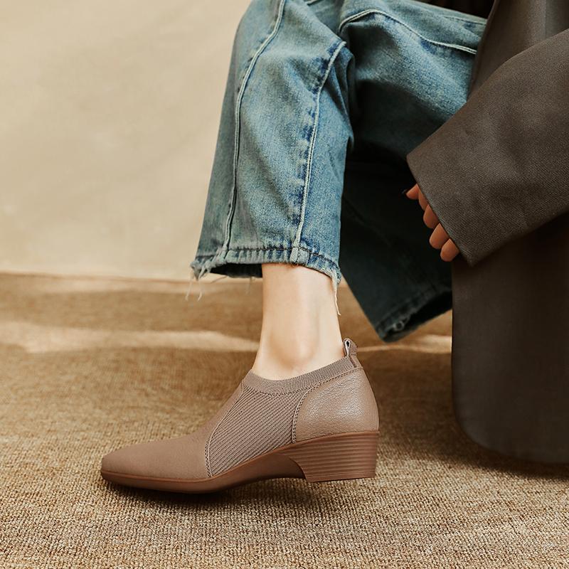 Fashion Women Pumps Low Heels Genuine Leather 2025 Spring Summer New Round Toe Mature Working Shoes Woman Basic Office Lady Women Shoes
