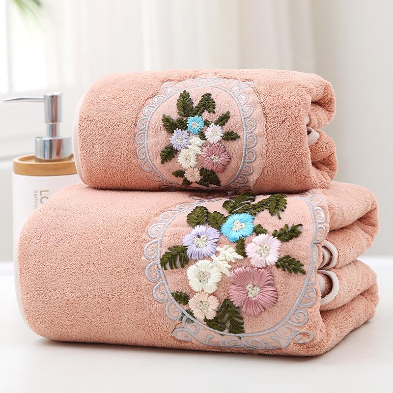 Floral Towel Soft and Absorbent Household Bath Towel, Bathroom Bath Towel, Face Towel, Washcloth,  Bathing, Seaside Bath Towel