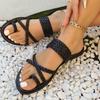 Fashion Women Slippers Summer 2025 New Fashion Flat Heel Sandals Bling Beach Casual Slippers Women Home Slides Women Zapatos De Mujer