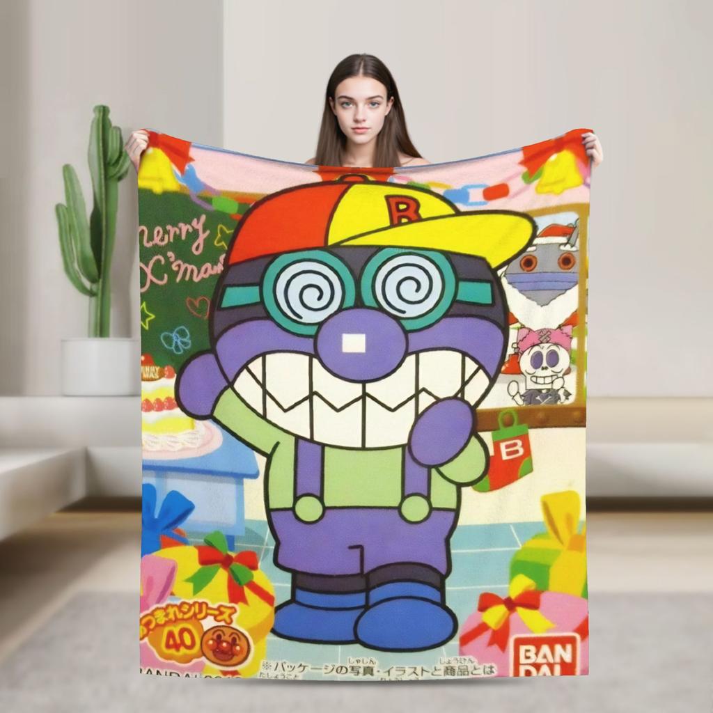 Baikinman Anime  Flannel Blanket  Warm Throw Blanket for Couch Chair Camping Fashion Bedspread Sofa Bed Cover