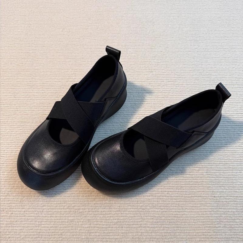 One Pedal Big Head Silver Soft Sole Small Man Runaway Platform Shoes Women's New Cross Strap Mary Jane Shoes