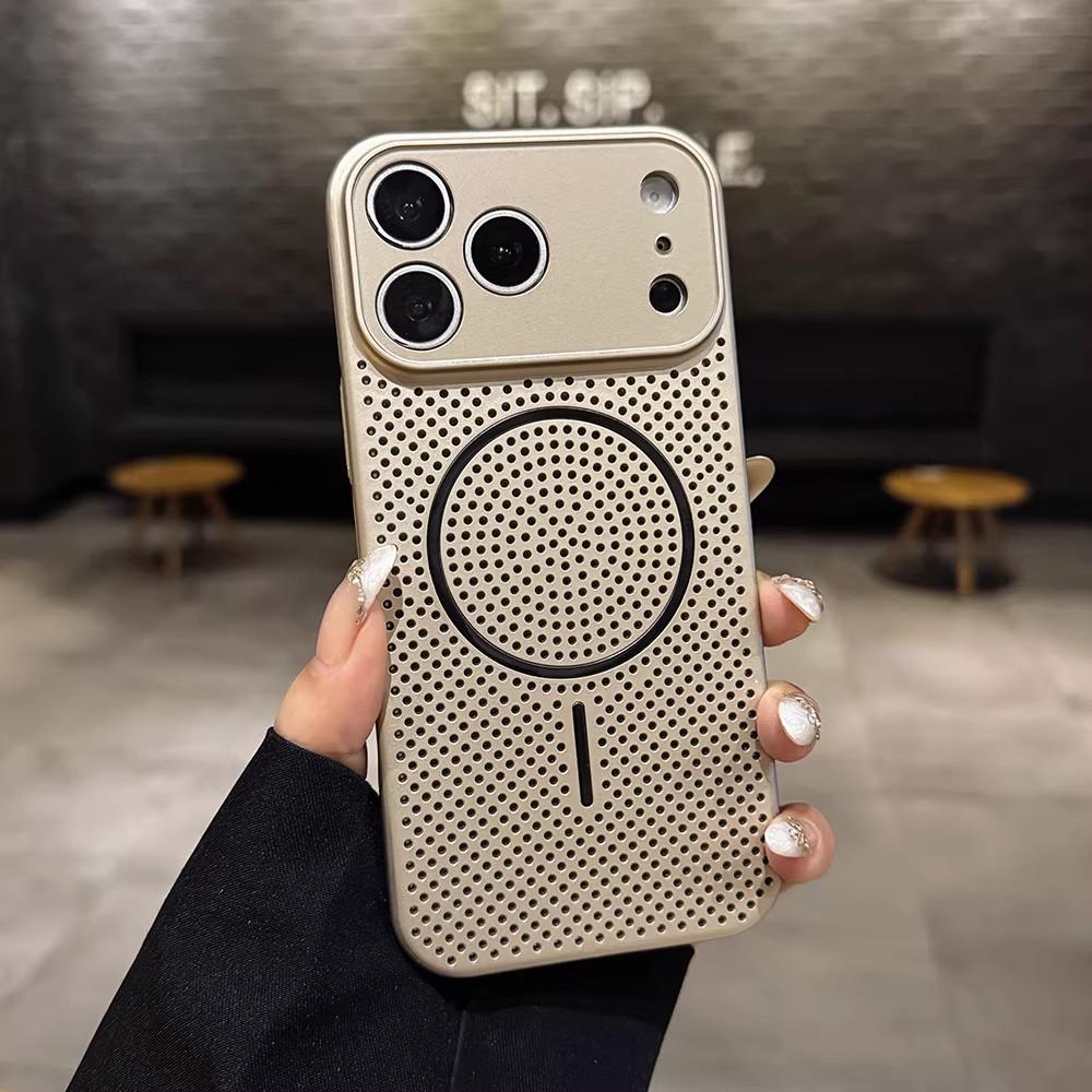 iPhone 17 Pro Max Ice Aluminum Magnetic Mesh Case with Breathable Heat Dissipation and Drop Protection