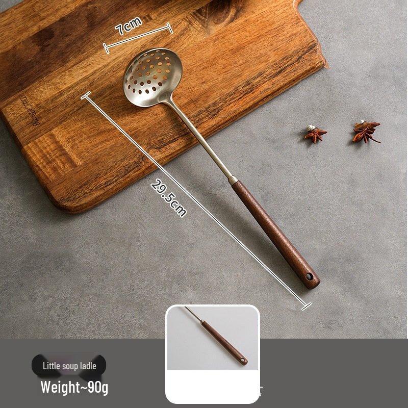 Stainless Steel Walnut Handle Slotted Spoon Set