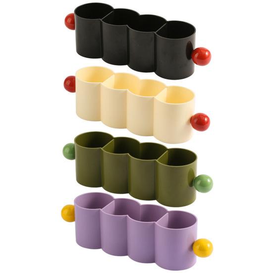 Desktop Storage Box Tubes Organizer Large Capacity 4 Compartments Multipurpose Fridge Storage Box Pen Makeup Brush Holder