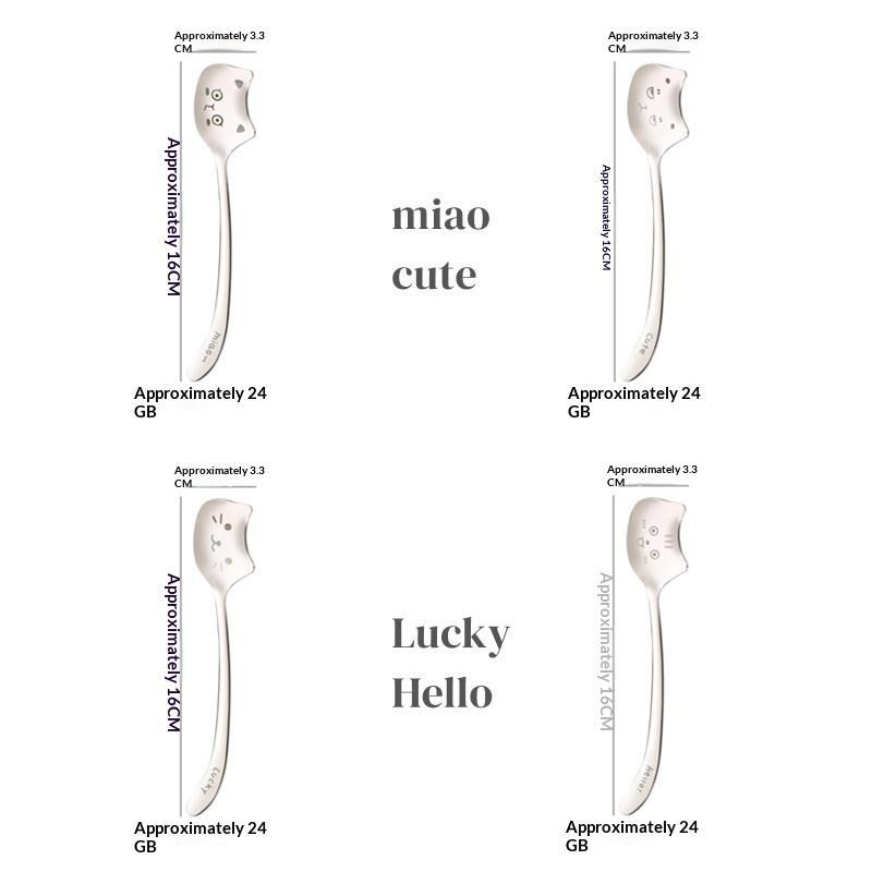 Stainless Steel Cute Cat Spoon Food Grade Cartoon Design For Stirring Coffee Tea Dessert Daily Use