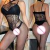 Black Sexy Bodystockings Women Fishnet Bodysuits Open Crotch Catsuits Mesh Tights Lingerie Fashion Costumes Underwear Hollow Set