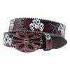 Abby Original Y2K Trend Skull & Rose PU Leather Belt with Rhinestone Design In American Style