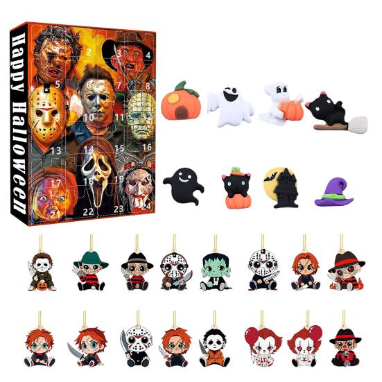 Halloween Advent Calendar 2025 24 Days Countdown Calendar with 24 Pcs Collectible Horror Pendants/Earrings Surprise Gifts for Halloween Decor