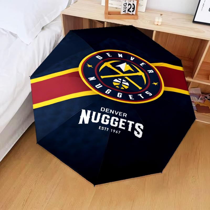 Nuggets Logo Art Umbrella Folding umbrella, automatic umbrella 8-Frame for Travel, camping Use Gift for Halloween Christmas