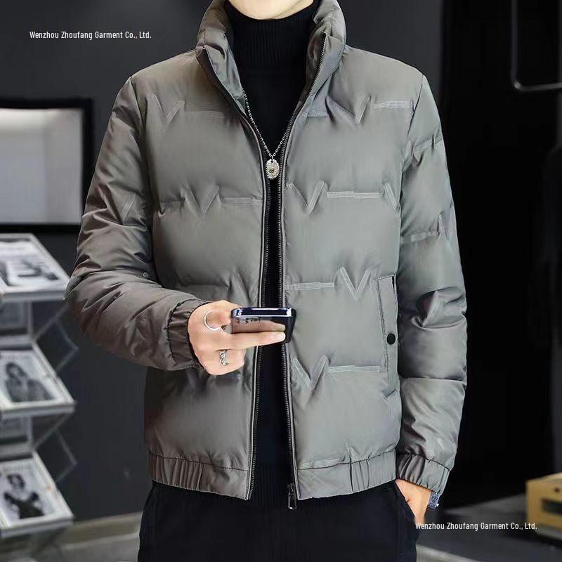 Men's Warm Down Jacket - New Style, Letter Pattern, Stand Collar, Versatile, Trendy, Lightweight Winter Fashion.