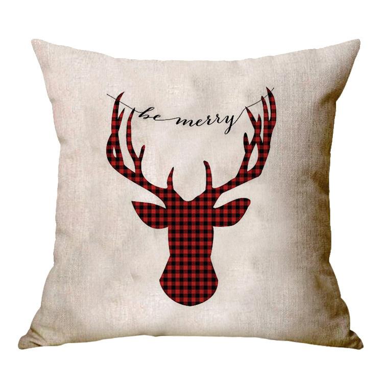 Christmas Decoration Cushion Cover Cartoon Elk Santa Cushion Cover Christmas Pillow Case Linen Decoration Pillow Home Decoration