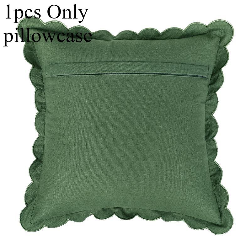 1pcs Cotton Embroidered Pillowcase with Wave Ruffle Trim Solid Bohemian Cushion Cover for Sofa Only Pillowcase
