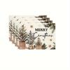 Xmas Trees Holly Pine Cone Merry Christmas Placemats Seasonal Winter Kitchen Dining Table Decoration for Home Party Decor