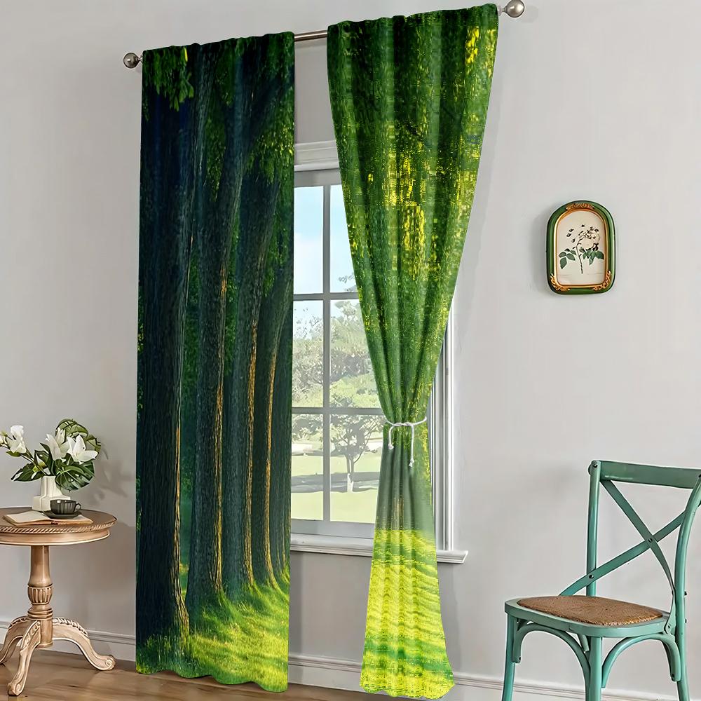 2pc,  Window Drapes Forest1 Blackout  Polyester Wall Decor Suitable for Room/bedroom/Window Decor