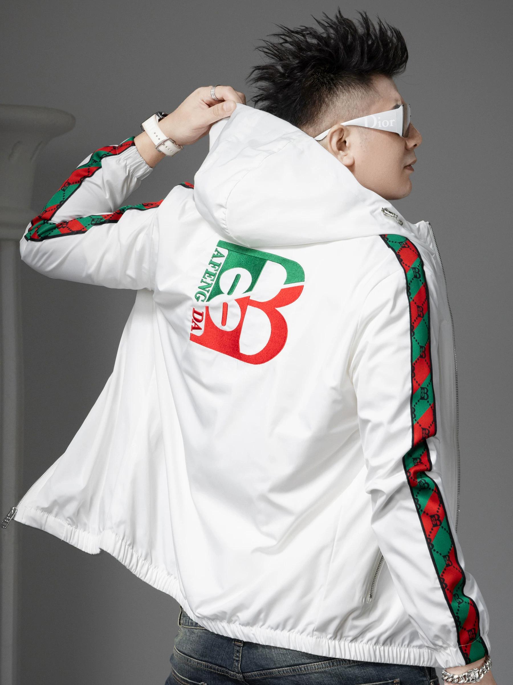 

European Station 2025 New Men s Hooded Jacket Autumn Trendy Embroidered Jacket with Tape Splicing Casual Top for Men L чёрный