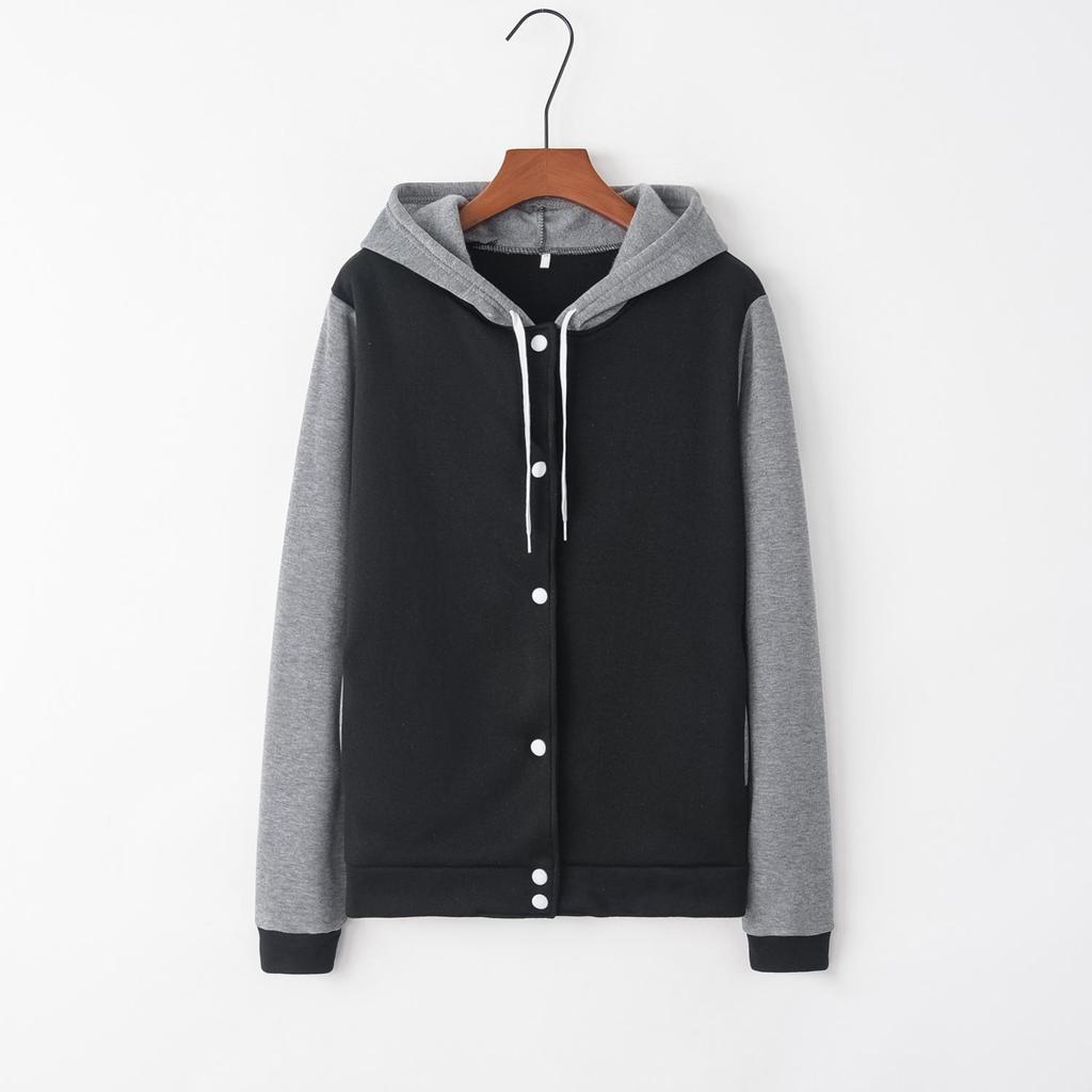 Kadınlar İçin Cepli ve Uzun Kollu Avrupa ve Amerikan Tarzı Kapüşonlu Çıtçıtlı Sweatshirt