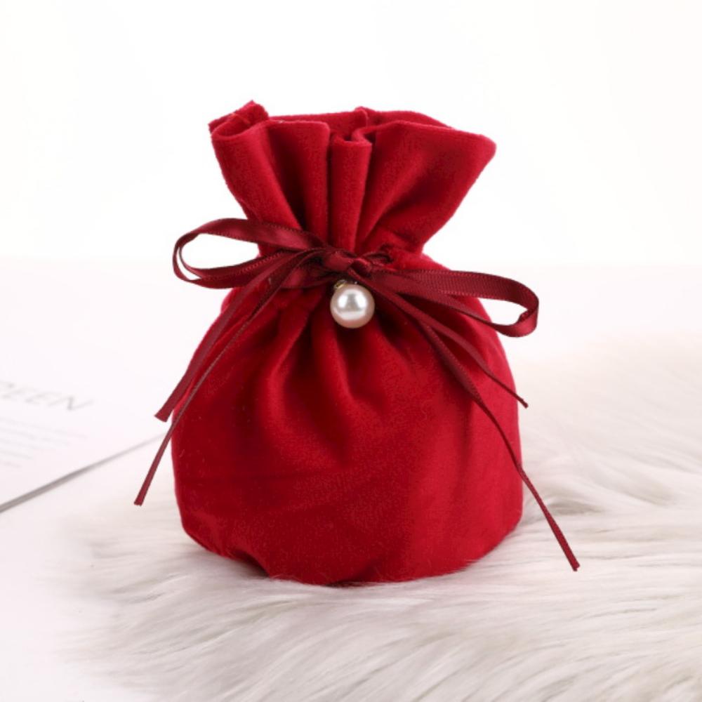 

Пасхальні оксамитові подарункові пакети День Святого Валентина Весільні пакети з шоколадними цукерками Різдвяні подарунки Сумки на шнурках Сумки для пакування ювелірних виробів 13x10 cm червоний