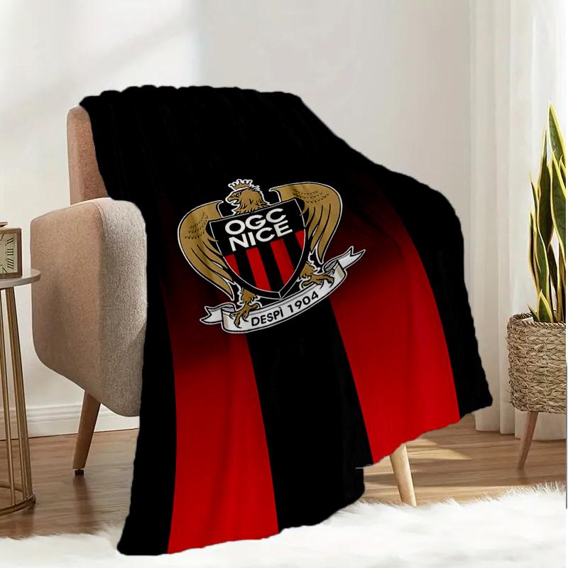 Ogc Nizza Wappen Kunstwerk Decke Leicht Ideal Bettwäsche Decke Perfekt für Reisen, Camping, Wohnzimmer, Büros, Sofas, Fan Weihnachtsgeschenk
