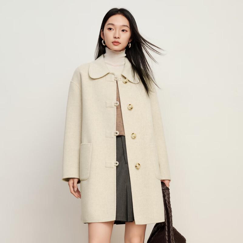 Elva's Island Women's Elegant Short Double-Faced Wool Coat