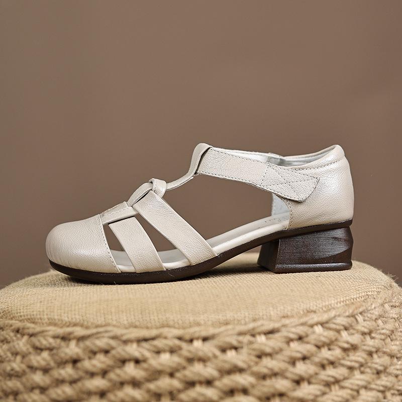 Sandali da Donna in Vera Pelle Comodi Suole Morbide Scarpe Moda Estiva Tacco Basso Sandali Romani Gladiatore da Donna