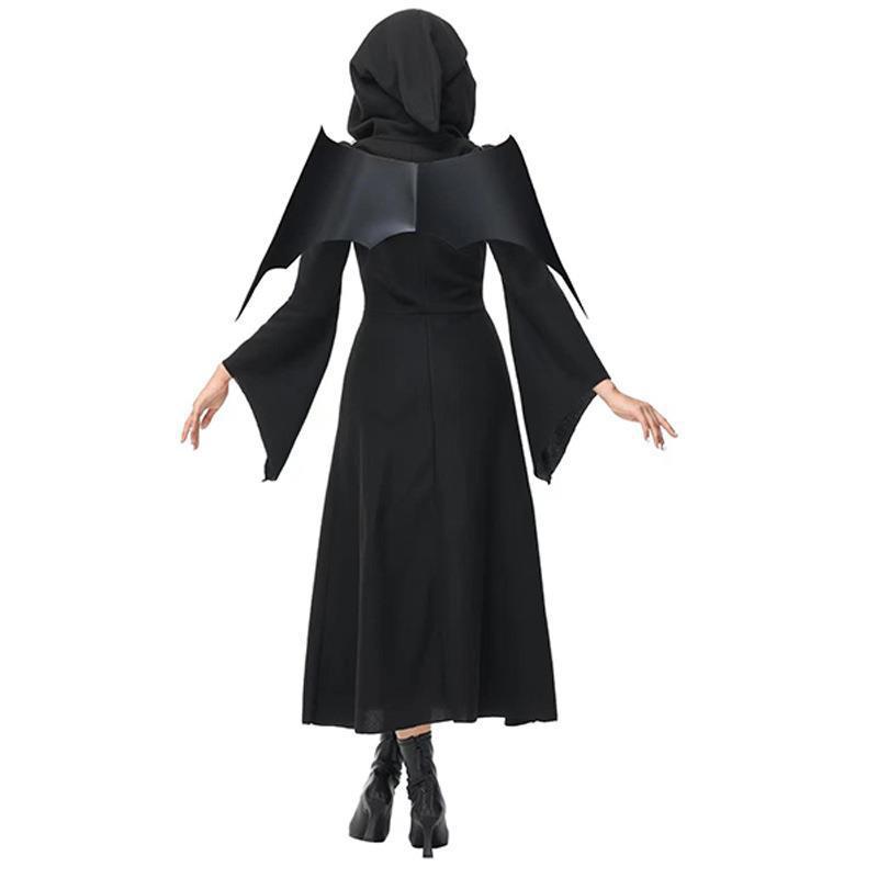 Cosplay new adult female halloween cos demon witch costume cosplay long black dress set