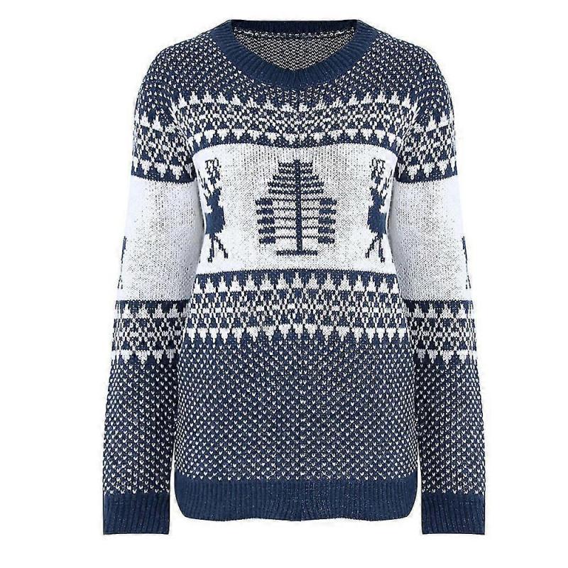 Christmas Sweater Woman Christmas Tree Deer Warm Sweater Knitted O-neck Sweater