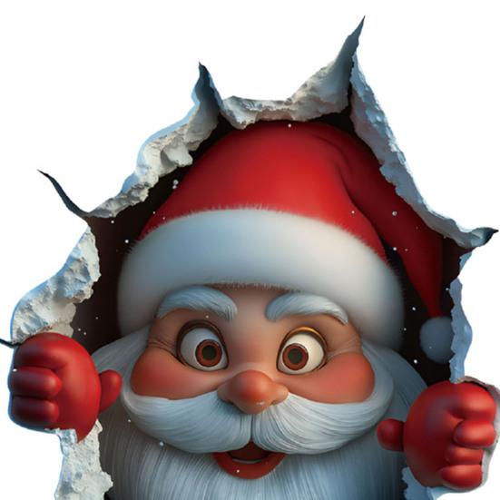 Santa Cracked Wall Decal Christmas Self-Adhesive Static Clings PVC Stickers for Car Window Room Wall Decor