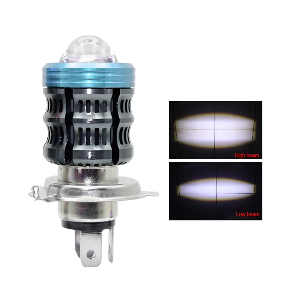 Universal H4 Motorcycle LED Headlight Waterproof and Dustproof Motorbike Scooter Tricycle Dual Color DRL Hi/Lo Beam Light 12-80V