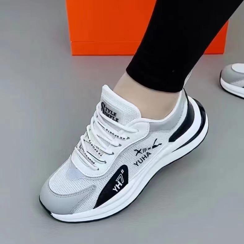 Foreign trade sports shoes spring fashionable and comfortable running shoes student mesh outdoor trend color matching white shoes