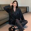 Japanese Striped Pajamas Women'S Spring And Summer Long-Sleeved Cardigan Loungewear Couples Can Wear Outside