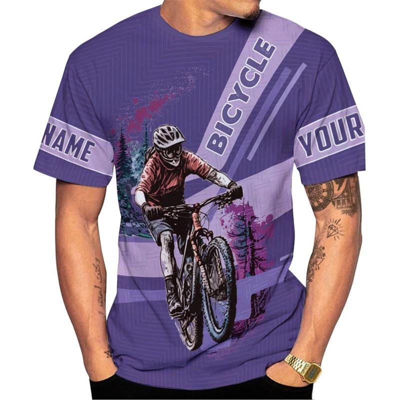 Personalized Name 3D All Over Print Men's Cycling T-Shirts Short Sleeve Oversized Bicycle Biking Tee Shirts For Men Streetwear