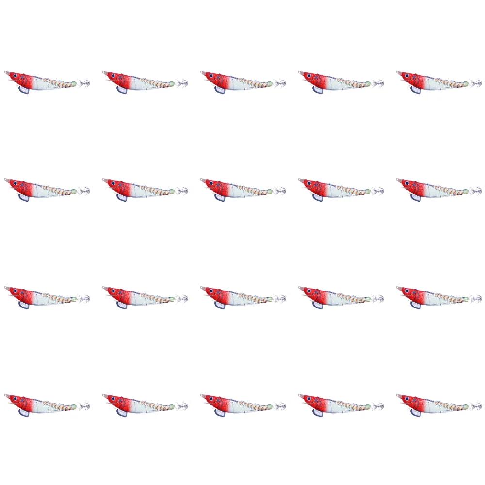 Fishing Wood Shrimp Luminous Squid Hook Octopus Artificial Bait Seawater Fishing Bait Cuttlefish Lure for Night Fishing Freshwat