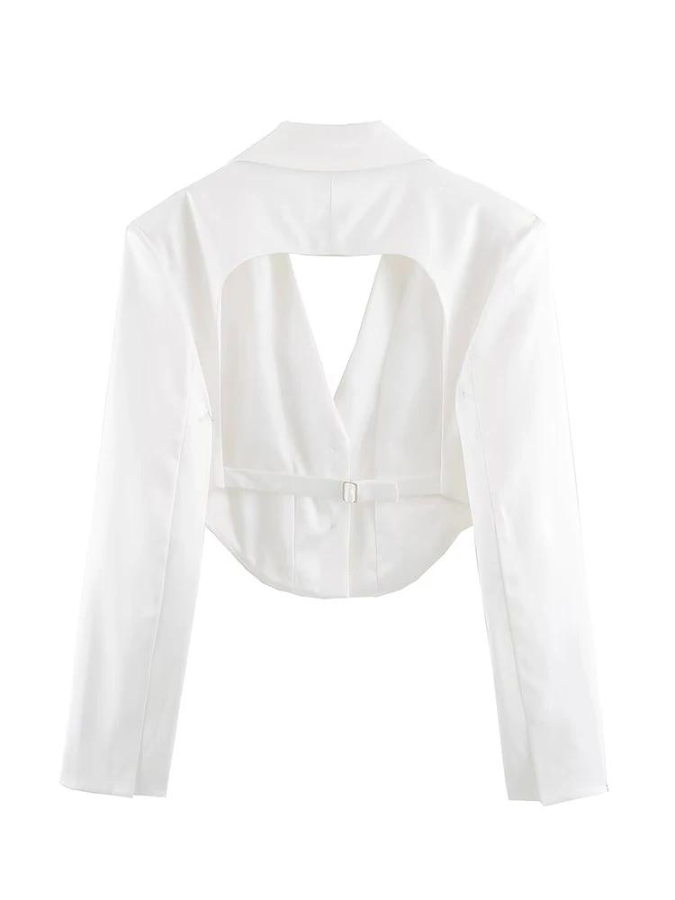 New Women Spring Summer Casual White Two Button Cropped Vest Lapel Collar Curved Hem Sleeveless For Work Office Daily Wear