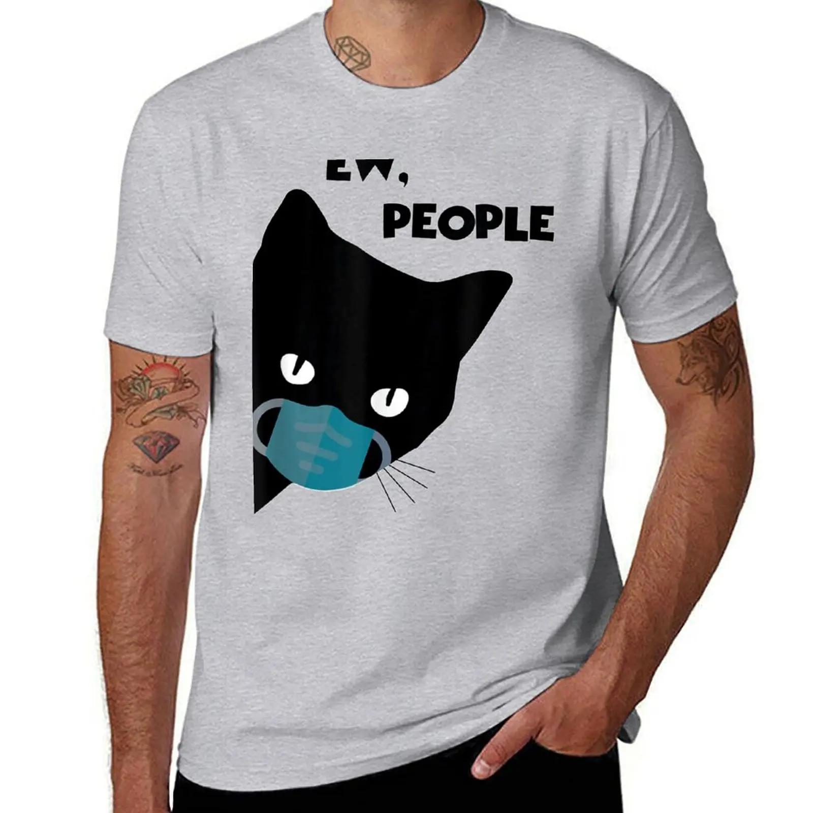 

Ew People Black Cat Mask Quarantine TShirt plus sizes plain oversizeds t shirts men S