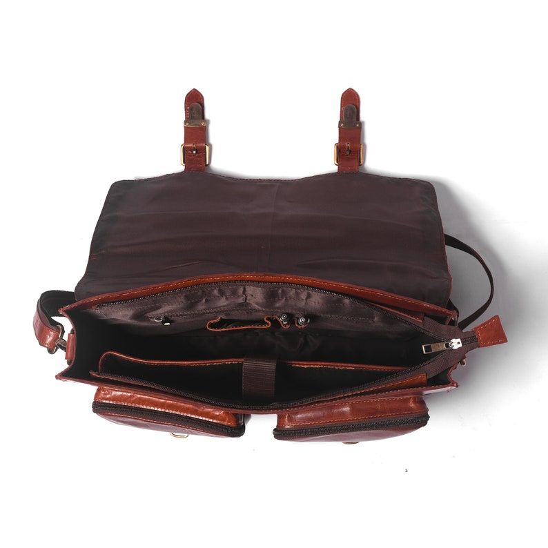 Full Grain Leather Messenger Bag: Laptop Briefcase, Valentines Gift