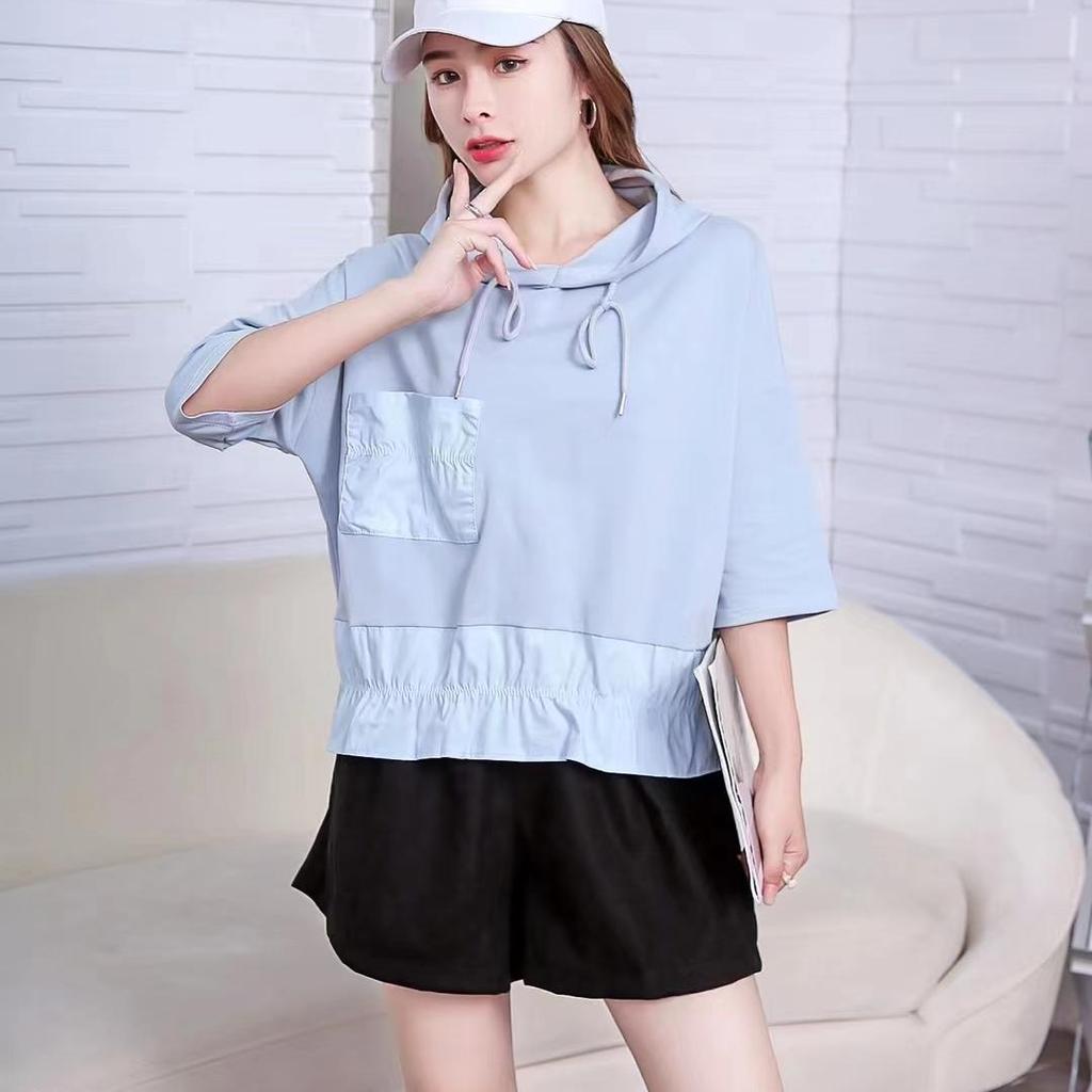 Dimanaf Camiseta de Nueva Sudadera con capucha para mujer, camisetas y camisetas holgadas de algodón con cuello redondo liso y manga corta, color amarillo, 2023