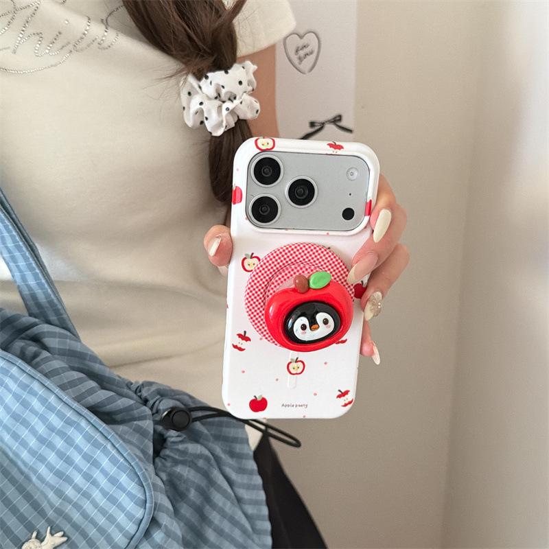 Trendy Magnetic Cartoon Animal Fruit Case for iPhone 17/16 Pro Max/15 Pro.