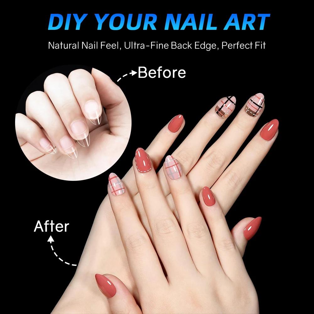 240 PCS Half Nail Tips Transparent Acrylic Half-cover Nail Tips 12 Different Sizes Pressing On Nail Stickers Nail Art Tools