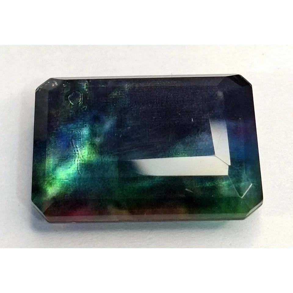 Emerald Cut Natural Ammolite Doublet Opal-Like 28-30 Ct Beautiful Gemstone