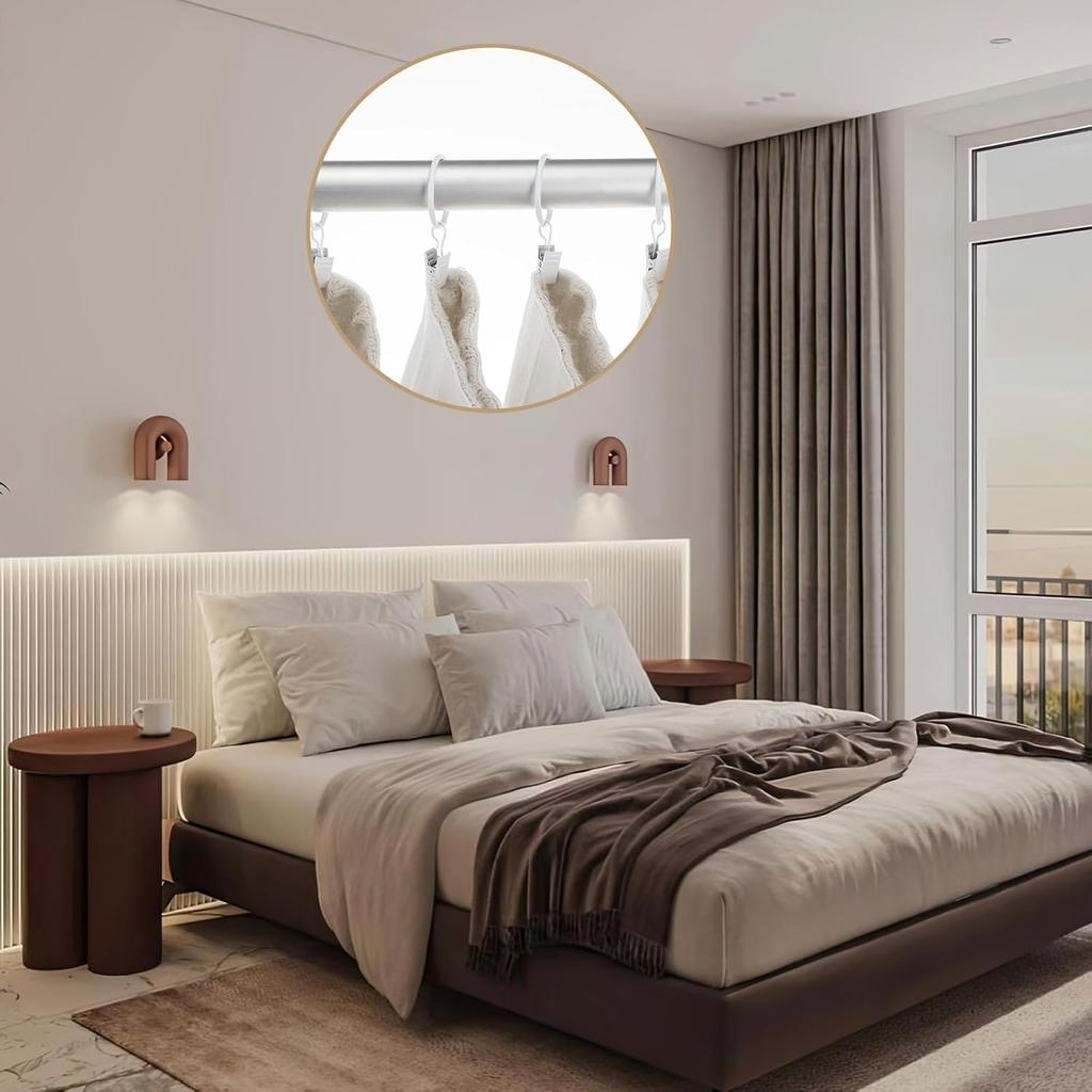 Yolev 15pcs White Curtain Rings with Clips Metal Drapery Rings with Clips 1.26 Interior Diameter Curtain Rod Ring for Hanging Drapery Drapes Fit Up